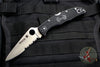 Spyderco Endura "Thin Red Line" series Black Handle Red Liner Part Serrated Satin Flat Ground Lockback Knife C10FPSBKRD