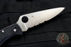 Spyderco Endura "Thin Red Line" series Black Handle Red Liner Part Serrated Satin Flat Ground Lockback Knife C10FPSBKRD
