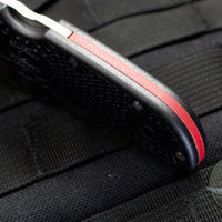 Spyderco Endura "Thin Red Line" series Black Handle Red Liner Part Serrated Satin Flat Ground Lockback Knife C10FPSBKRD