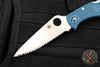 Spyderco Endura- Blue FRN Handle- Satin Flat Ground K390 Full Serrated Edge C10FSK390
