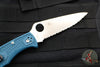 Spyderco Endura- Blue FRN Handle- Satin Flat Ground K390 Full Serrated Edge C10FSK390