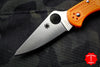 Spyderco Delica Orange Handle VG-10 Satin Flat Ground Lockback Knife C11FPOR