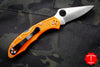 Spyderco Delica Orange Handle VG-10 Satin Flat Ground Lockback Knife C11FPOR