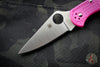 Spyderco Delica Pink Handle S30V Satin Flat Ground Lockback Knife C11FPPNS30V