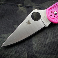 Spyderco Delica Pink Handle S30V Satin Flat Ground Lockback Knife C11FPPNS30V
