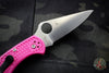 Spyderco Delica Pink Handle S30V Satin Flat Ground Lockback Knife C11FPPNS30V