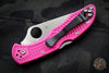 Spyderco Delica Pink Handle S30V Satin Flat Ground Lockback Knife C11FPPNS30V