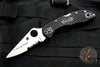 Spyderco Delica Thin Blue Line Black Handle VG-10 Part Serrated Satin Flat Ground Lockback Knife C11FPSBKBL