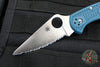 Spyderco Delica- Blue Handle- K390 Satin Full Serrated Flat Ground Lockback Knife C11FSK390