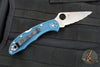 Spyderco Delica- Blue Handle- K390 Satin Full Serrated Flat Ground Lockback Knife C11FSK390
