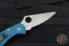 Spyderco Delica- Blue Handle- K390 Satin Full Serrated Flat Ground Lockback Knife C11FSK390