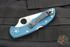 Spyderco Delica- Blue Handle- K390 Satin Full Serrated Flat Ground Lockback Knife C11FSK390