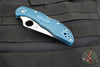 Spyderco Delica- Blue Handle- K390 Satin Full Serrated Flat Ground Lockback Knife C11FSK390