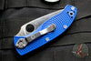 Spyderco Tenacious Drop Point Folding Knife Satin Part Serrated S35VN Blade Blue FRN Handle C122PSBL