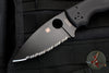 Spyderco Shaman- Black G-10 Handle- Black Drop Point Part Serrated- Compression Lock Knife C229GSBK
