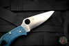 Spyderco Endela Folder Blue Handle Satin Flat Ground K390 Steel C243FPK390