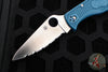 Spyderco Endela Folder- Blue Handle- Satin Flat Ground Serrated K390 Steel C243FSK390