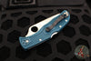 Spyderco Endela Folder- Blue Handle- Satin Flat Ground Serrated K390 Steel C243FSK390