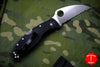 Spyderco RockJumper Black Handle Satin Flat Ground Wharncliffe Lockback Knife Serrated C254SBK