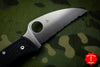 Spyderco RockJumper Black Handle Satin Flat Ground Wharncliffe Lockback Knife Serrated C254SBK