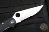 Spyderco Stretch 2 XL Lockback Knife- Black FRN Handle- Satin Flat Ground Part Serrated Blade C258PSBK