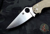Spyderco Paramilitary 2- Brown Micarta Handle- Cru-Wear Steel Satin Blade C81MPCW2