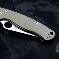 Spyderco Paramilitary 2- Brown Micarta Handle- Cru-Wear Steel Satin Blade C81MPCW2