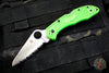 Spyderco Salt 2 Green FRN Handle LC200N Serrated Satin Flat Ground Lockback Knife C88FSGR2