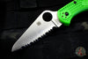 Spyderco Salt 2 Green FRN Handle LC200N Serrated Satin Flat Ground Lockback Knife C88FSGR2