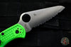 Spyderco Salt 2 Green FRN Handle LC200N Serrated Satin Flat Ground Lockback Knife C88FSGR2