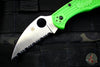 Spyderco Salt 2 Green FRN Handle Wharncliffe LC200N Satin Serrated Flat Ground Lockback Knife C88FSWCGR2