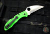 Spyderco Salt 2 Green FRN Handle Wharncliffe LC200N Satin Serrated Flat Ground Lockback Knife C88FSWCGR2