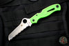 Spyderco Atlantic Salt Green Handle Full Serrated LC200N Satin Flat Ground Lockback Knife C89FSGR
