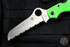 Spyderco Atlantic Salt Green Handle Full Serrated LC200N Satin Flat Ground Lockback Knife C89FSGR