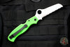 Spyderco Atlantic Salt Green Handle Full Serrated LC200N Satin Flat Ground Lockback Knife C89FSGR