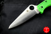 Spyderco Pacific Salt 2 Green Handle Satin LC200N Flat Ground Lockback Knife C91FPGR2
