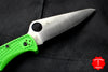 Spyderco Pacific Salt 2 Green Handle Satin LC200N Flat Ground Lockback Knife C91FPGR2