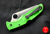 Spyderco Pacific Salt 2 Green Handle Satin LC200N Flat Ground Lockback Knife C91FPGR2