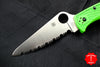 Spyderco Pacific Salt 2 Green Handle Satin LC200N Flat Ground Lockback Knife C91FSGR