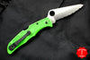Spyderco Pacific Salt 2 Green Handle Satin LC200N Flat Ground Lockback Knife C91FSGR