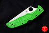 Spyderco Pacific Salt 2 Green Handle Satin LC200N Flat Ground Lockback Knife C91FSGR