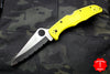 Spyderco Pacific Salt 2 Yellow Handle Part Serrated Satin H1 Hollow Ground Lockback Knife C91SYL2