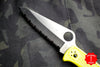 Spyderco Pacific Salt 2 Yellow Handle Part Serrated Satin H1 Hollow Ground Lockback Knife C91SYL2