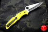 Spyderco Pacific Salt 2 Yellow Handle Part Serrated Satin H1 Hollow Ground Lockback Knife C91SYL2