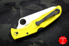 Spyderco Pacific Salt 2 Yellow Handle Part Serrated Satin H1 Hollow Ground Lockback Knife C91SYL2