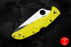 Spyderco Pacific Salt 2 Yellow Handle Part Serrated Satin H1 Hollow Ground Lockback Knife C91SYL2