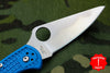 Spyderco Delica Blue Handle VG-10 Satin Flat Ground Lockback Knife C11FPBL