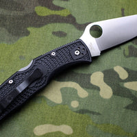 Spyderco Endela- Black Handle- Satin Flat Ground Lockback Knife C243PBK