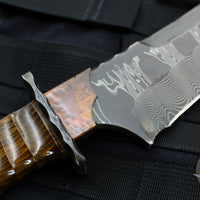One-Off Vintage "Texas Days" Mick Strider Custom Fixed Blade Forged Damascus Wood Micarta Handle Scales
