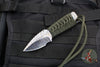 Strider Knives Flamed Titanium Fixed Blade Drop Point Knife- Green Cord